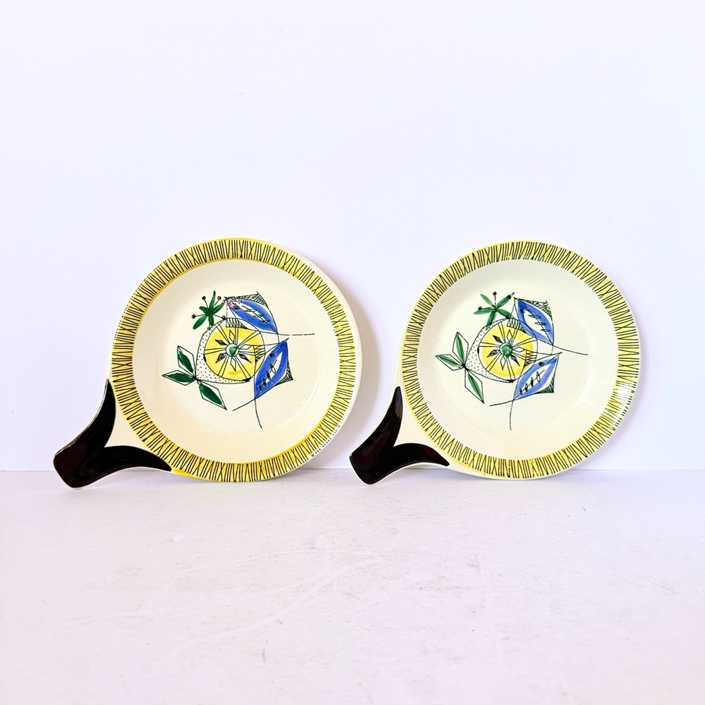 Set of 2 Vintage Stavangerflint Flamingo Skillet Pans Inger Waage Norwegian 1957